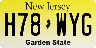 NJ license plate H78WYG