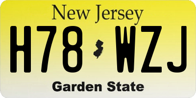 NJ license plate H78WZJ