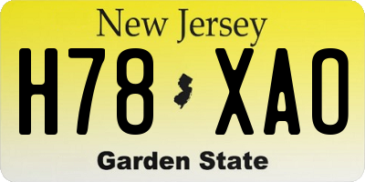 NJ license plate H78XAO