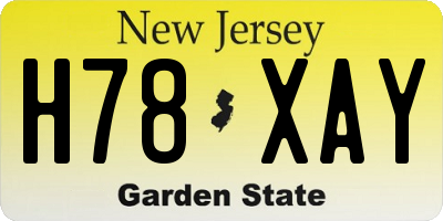 NJ license plate H78XAY
