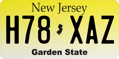NJ license plate H78XAZ