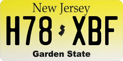 NJ license plate H78XBF