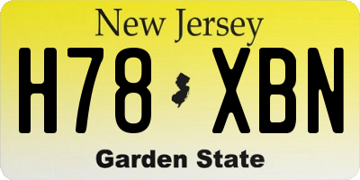 NJ license plate H78XBN