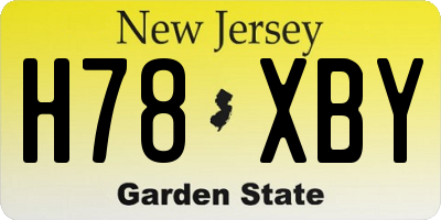 NJ license plate H78XBY