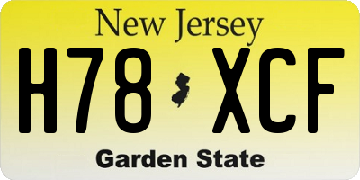 NJ license plate H78XCF