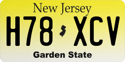 NJ license plate H78XCV