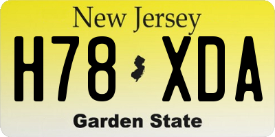 NJ license plate H78XDA
