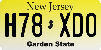 NJ license plate H78XDO
