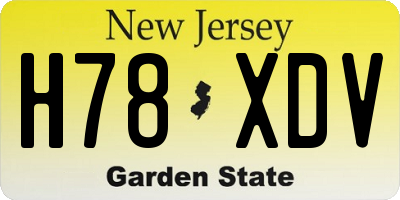 NJ license plate H78XDV