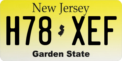 NJ license plate H78XEF