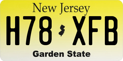 NJ license plate H78XFB