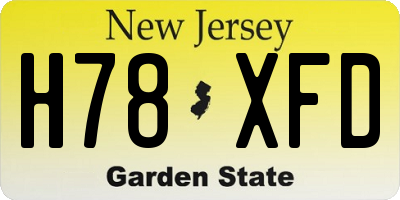 NJ license plate H78XFD