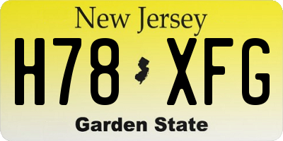 NJ license plate H78XFG