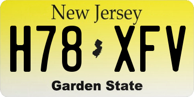 NJ license plate H78XFV