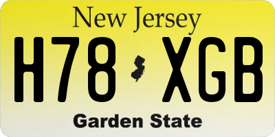NJ license plate H78XGB
