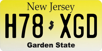 NJ license plate H78XGD