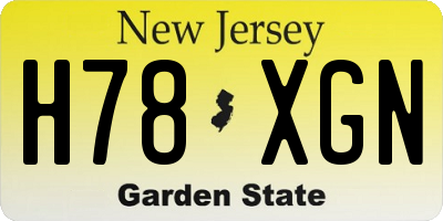 NJ license plate H78XGN