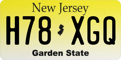 NJ license plate H78XGQ