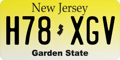 NJ license plate H78XGV