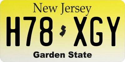 NJ license plate H78XGY