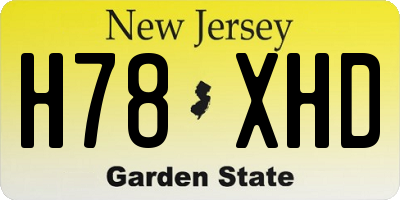 NJ license plate H78XHD