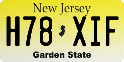NJ license plate H78XIF