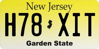 NJ license plate H78XIT