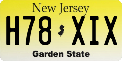 NJ license plate H78XIX