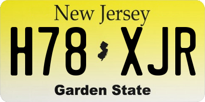 NJ license plate H78XJR