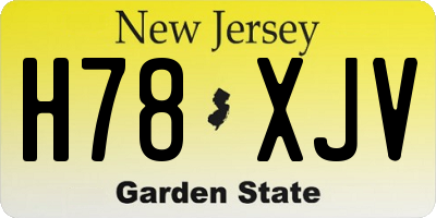 NJ license plate H78XJV