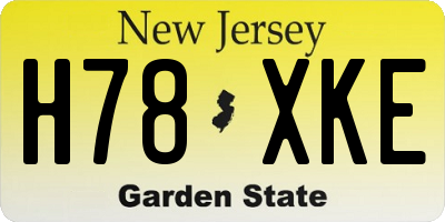 NJ license plate H78XKE