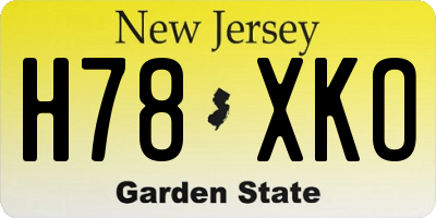 NJ license plate H78XKO