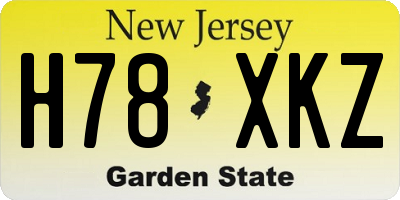 NJ license plate H78XKZ