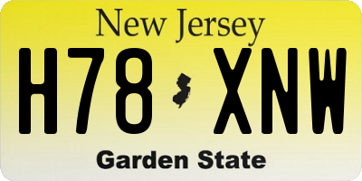 NJ license plate H78XNW