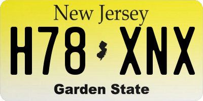 NJ license plate H78XNX