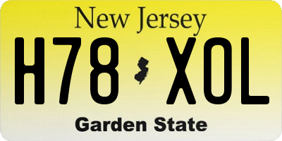NJ license plate H78XOL