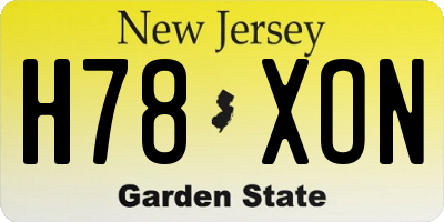 NJ license plate H78XON