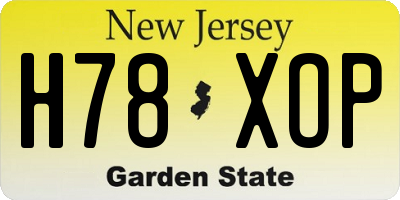 NJ license plate H78XOP