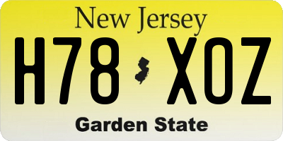 NJ license plate H78XOZ