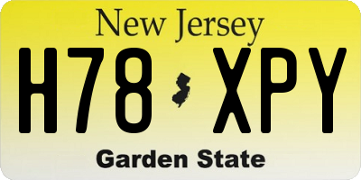 NJ license plate H78XPY
