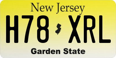 NJ license plate H78XRL