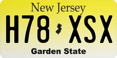 NJ license plate H78XSX