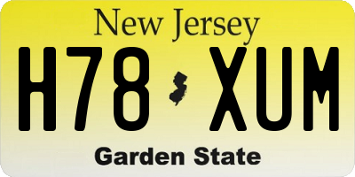 NJ license plate H78XUM