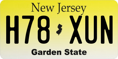 NJ license plate H78XUN