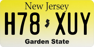 NJ license plate H78XUY
