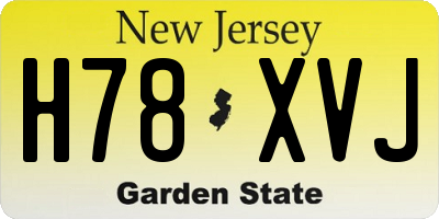 NJ license plate H78XVJ