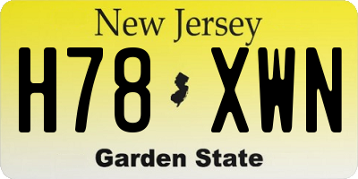 NJ license plate H78XWN