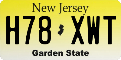 NJ license plate H78XWT