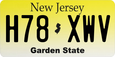 NJ license plate H78XWV