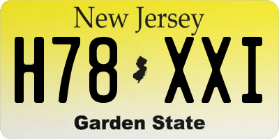 NJ license plate H78XXI